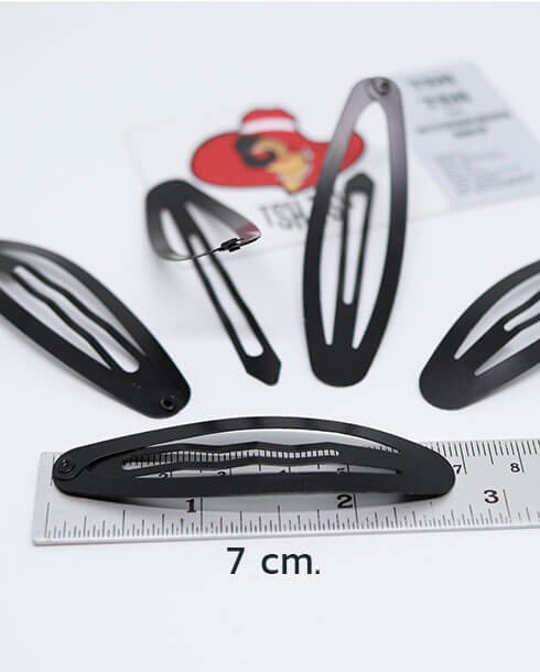 7 cm. Snap Barrette Hair Clip Oval Shape Black Color