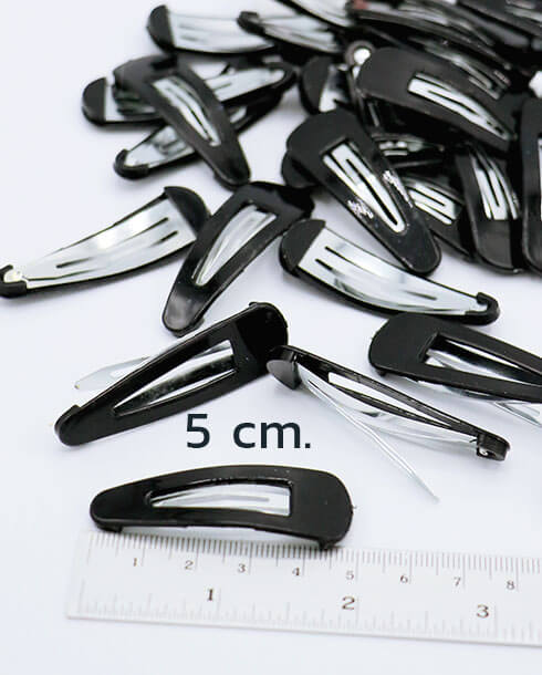 5 cm. Plastic Snap Barrette Hair Clip Bow Shape Black Color