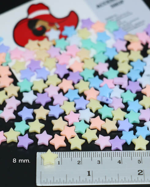 8 mm. Star Beads Assorted Pastel Colors