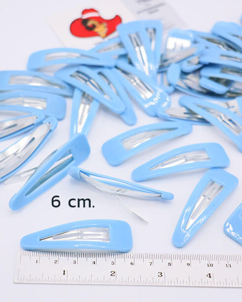6 cm. Plastic Snap Barrette Hair Clip Bow Shape Blue Color