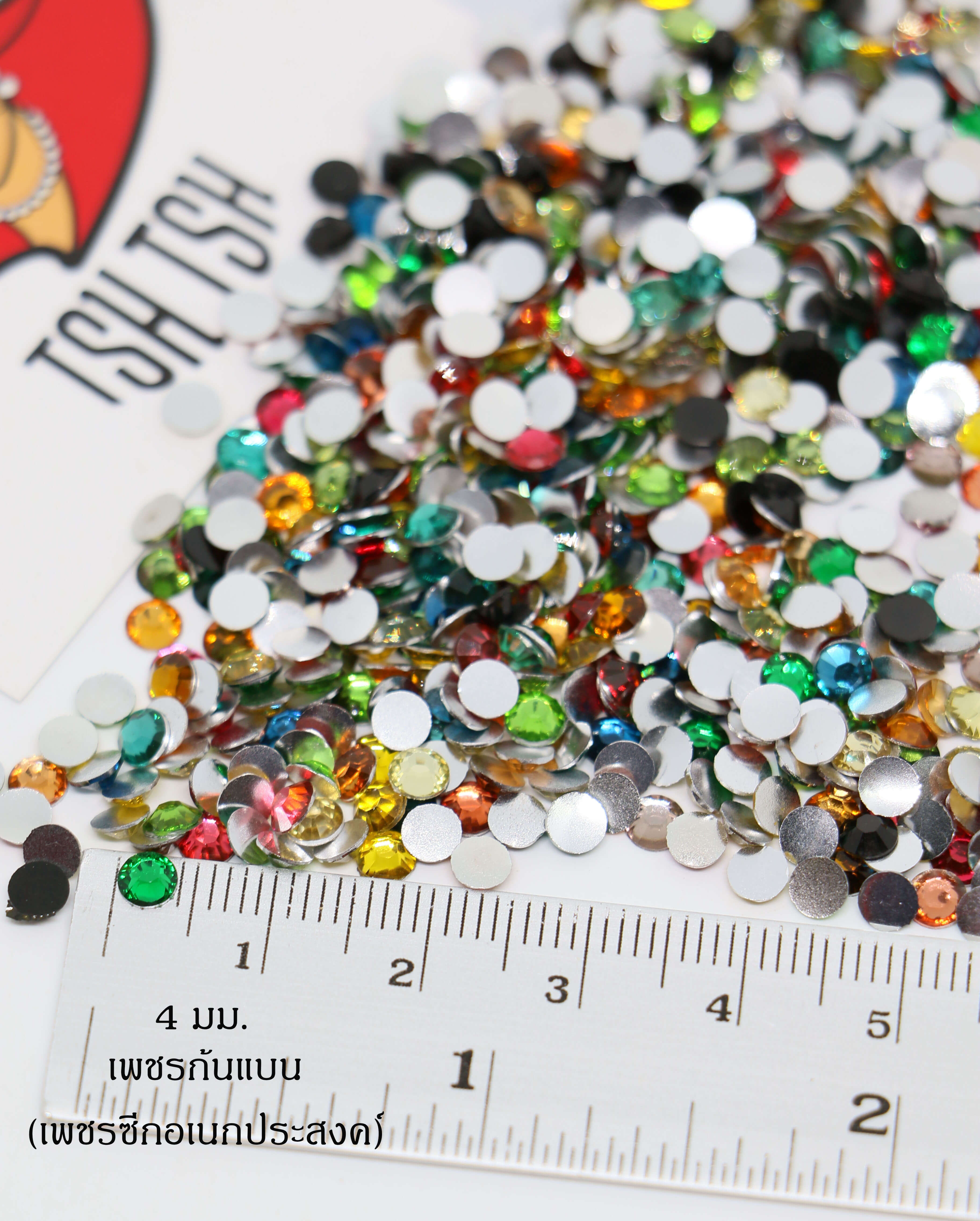 4 mm. Mixed Color Acrylic Rhinestone  Flatback Round Gem