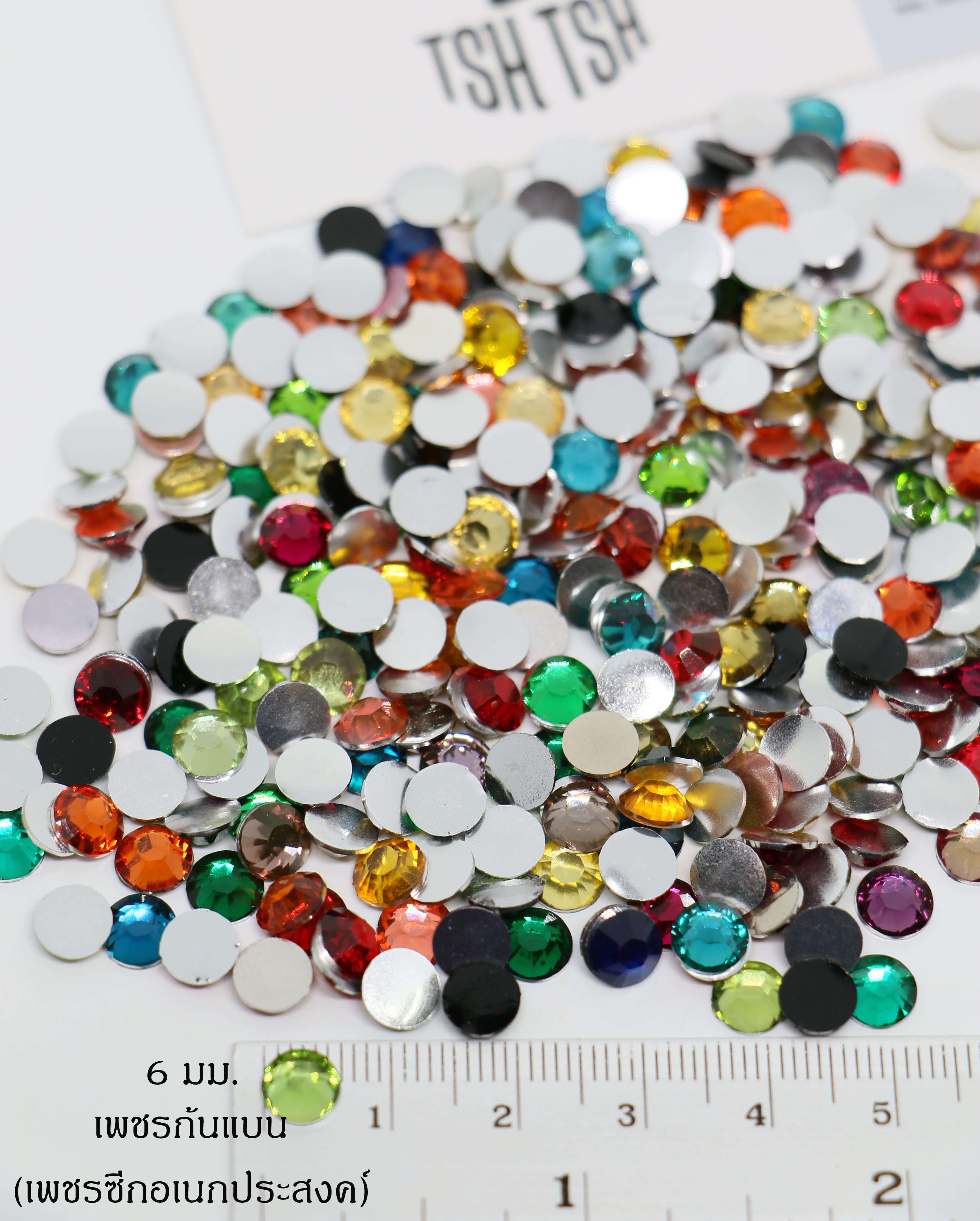 6 mm. Mixed Color Acrylic Rhinestone  Flatback Round Gem