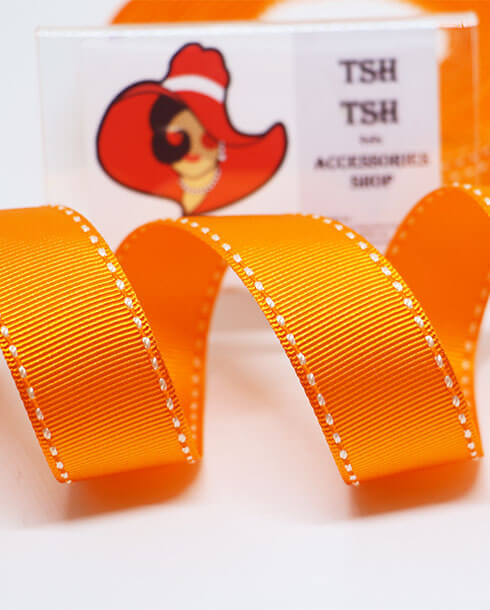 1 Inch Saddle Stitched Grosgrain Ribbon 25 Yards Orange Color 25#