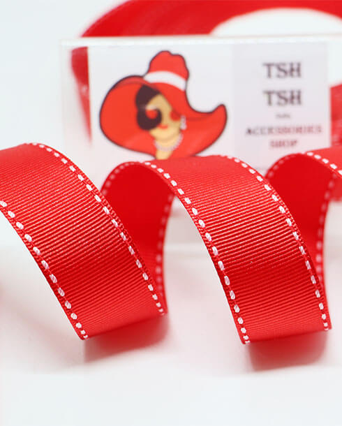 1 Inch Saddle Stitched Grosgrain Ribbon 25 Yards  Red Color