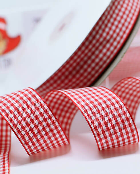 1 Inch Scottish Checkered Ribbon 50 Yards Red and White Color