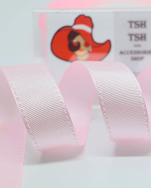 1 Inch Stitched Grosgrain Ribbon 25 Yards Baby Pink Color