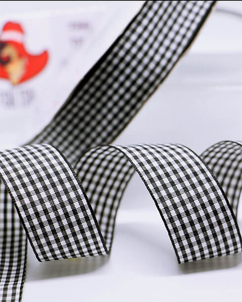 1 Inch Scottish Checkered Ribbon 50 Yards Black and White Color