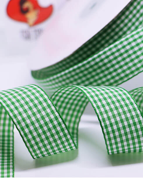 1 Inch Scottish Checkered Ribbon 50 Yards Green and White Color