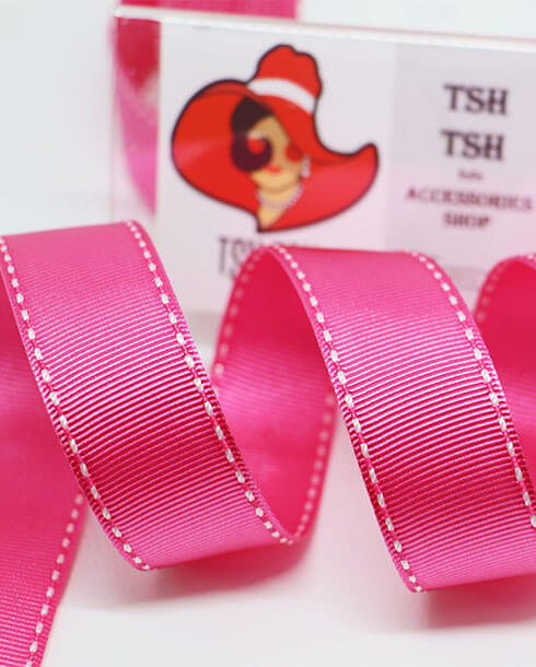 1 Inch Stitched Grosgrain Ribbon 25 Yards Fuchsia Color 28#