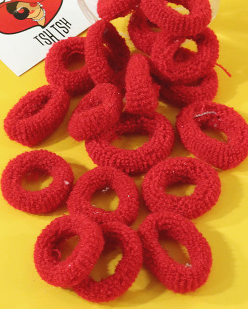 Elastic Hair Band Towel Ring Seamless Red Color