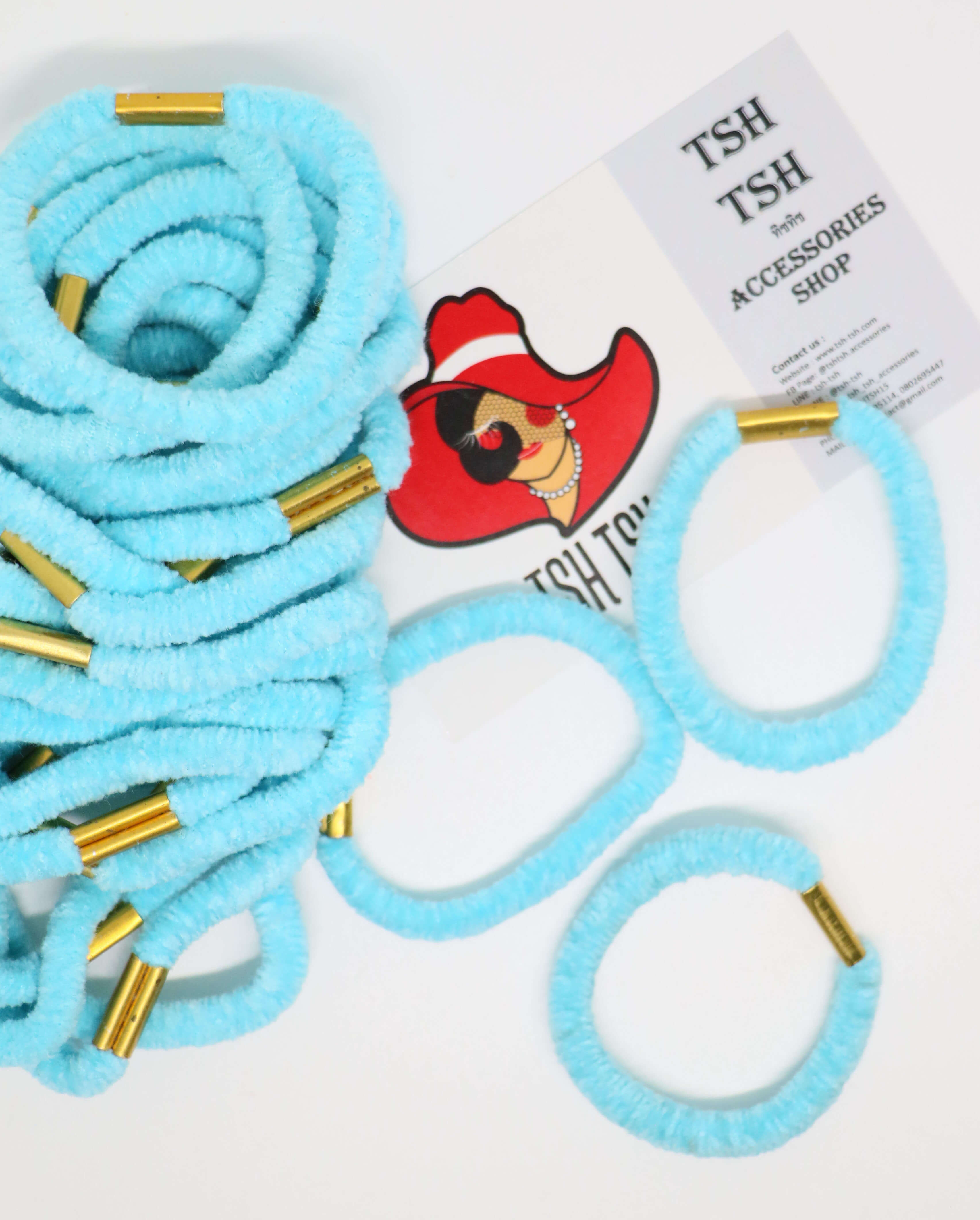 Velvet rubber band blue