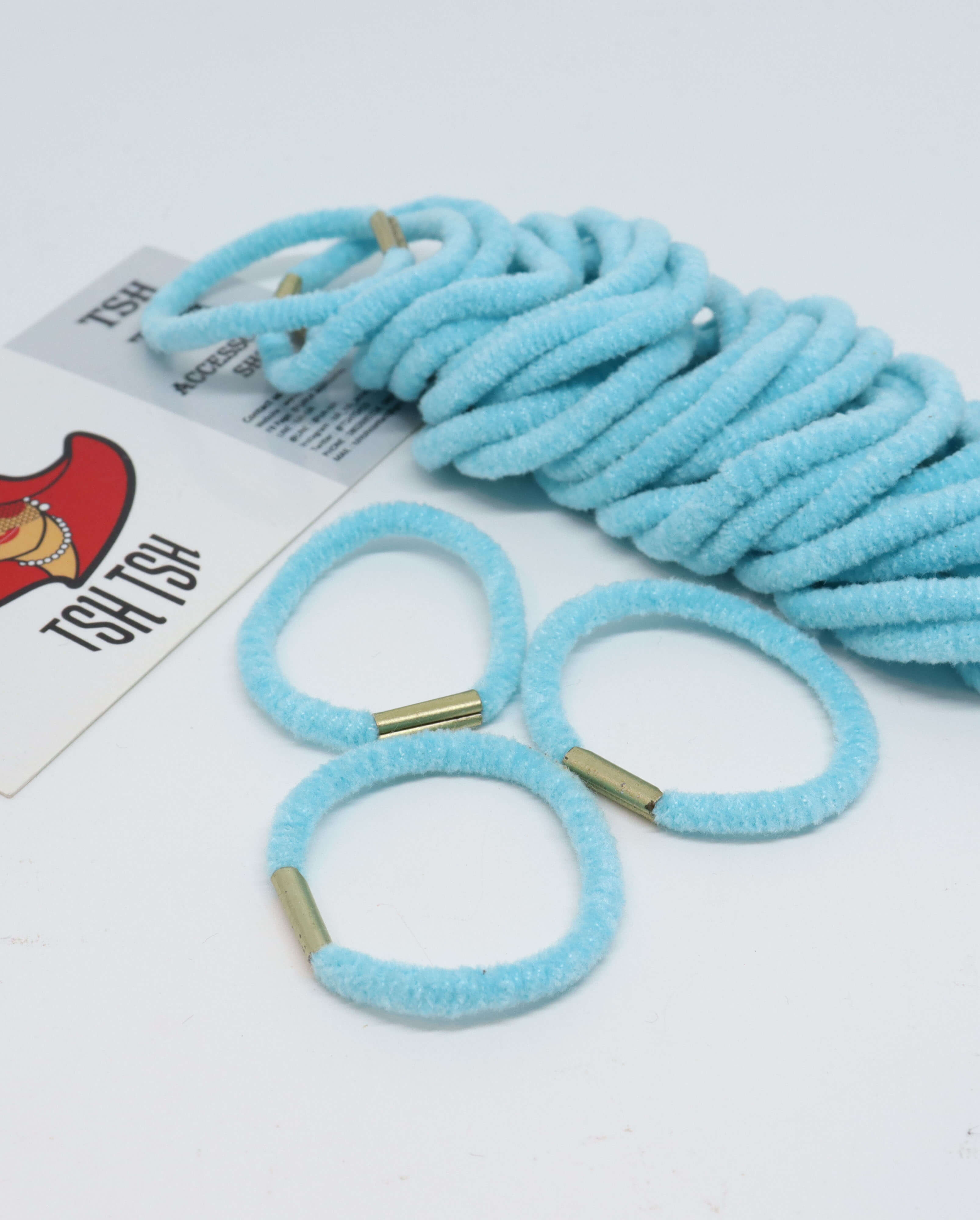 Velvet rubber band small size blue color