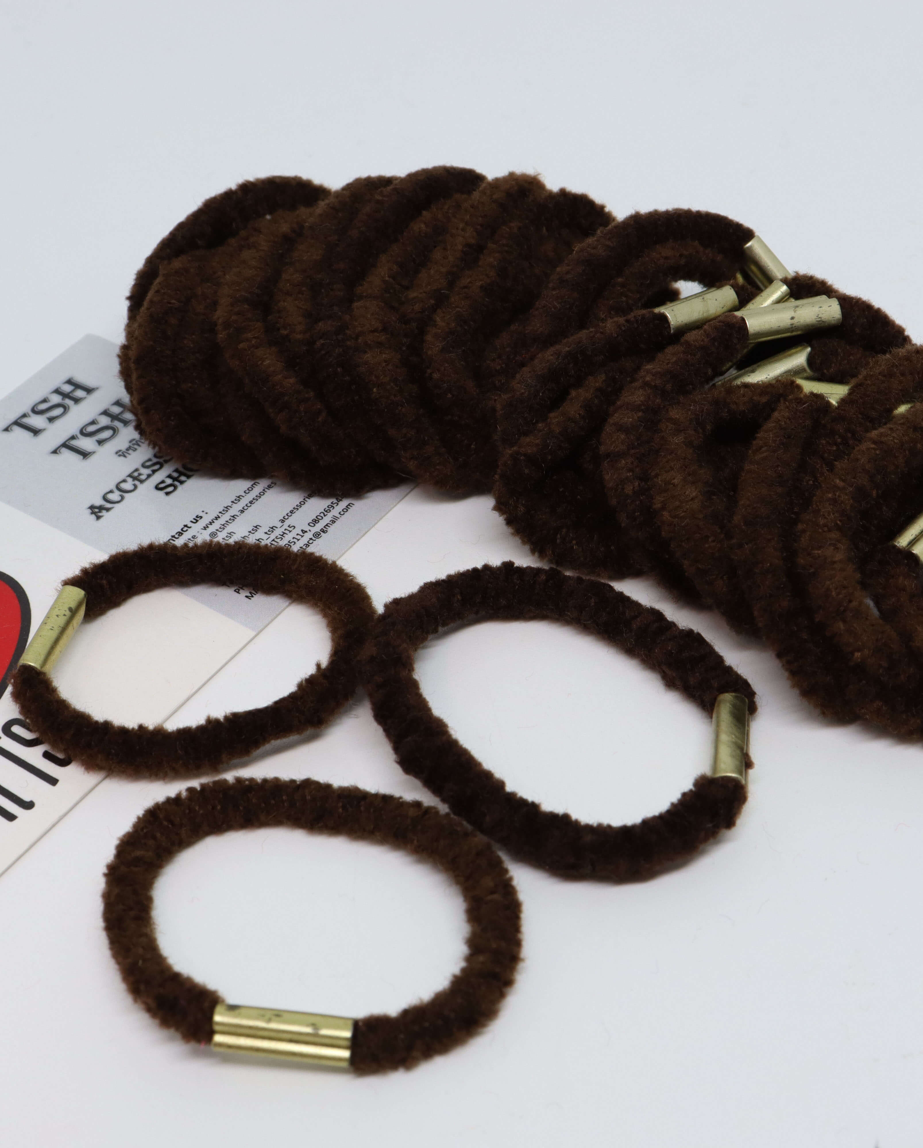 Velvet rubber band small size brown color