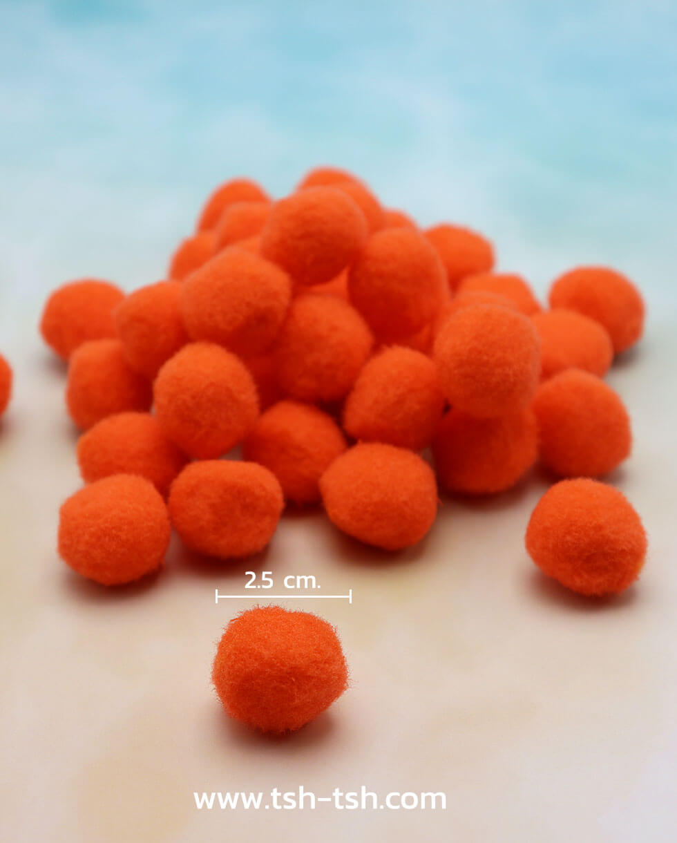 Pom Pom Ball Size 2.5 cm. Orange  Color