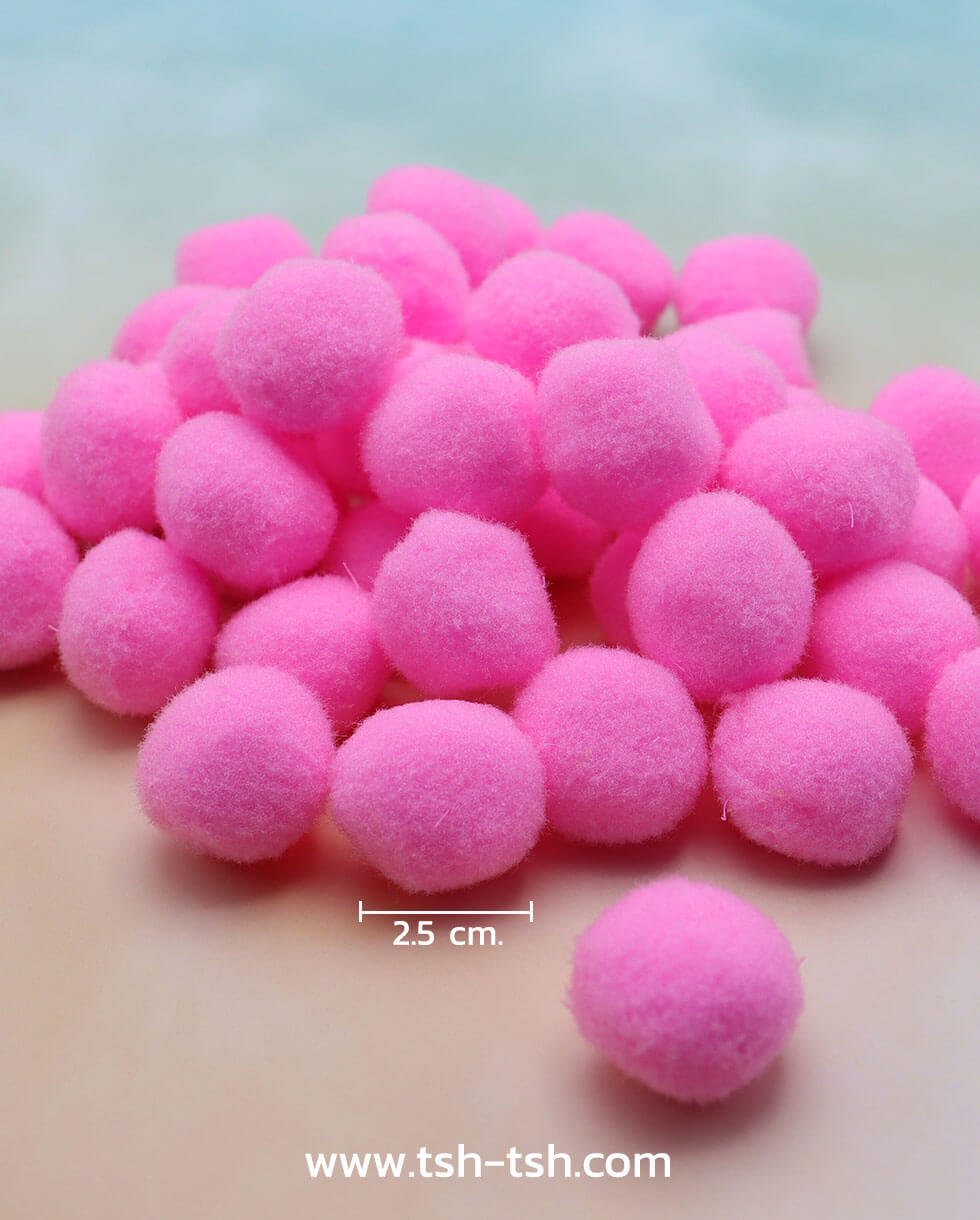 Pom Pom Ball Size 2.5 cm. Pink Color