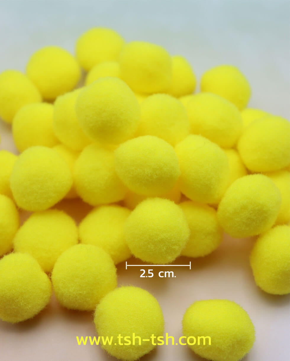 Pom Pom Ball Size 2.5 cm. Yellow  Color