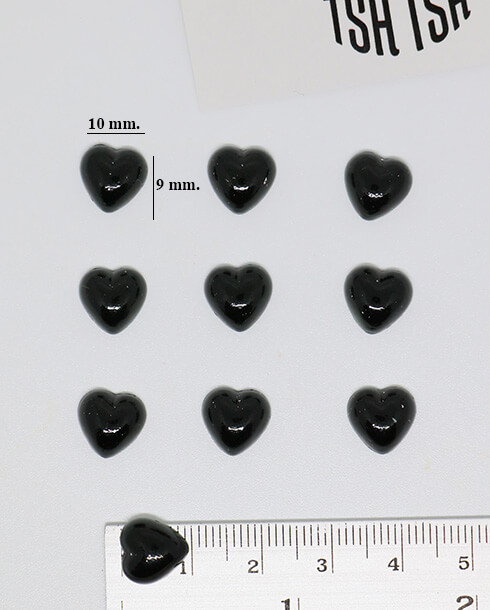 มุกครึ่งซีกหัวใจ ขนาด 10 มม. สีดำ