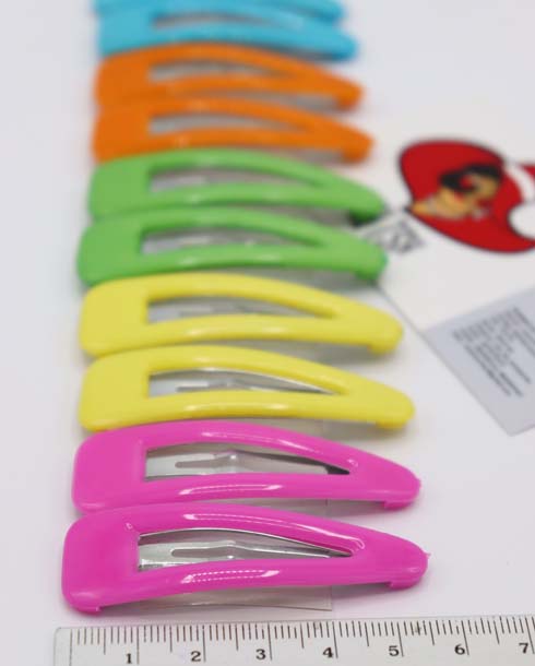 6 cm. Plastic Snap Hair Clip 10 pieces Mixed Color