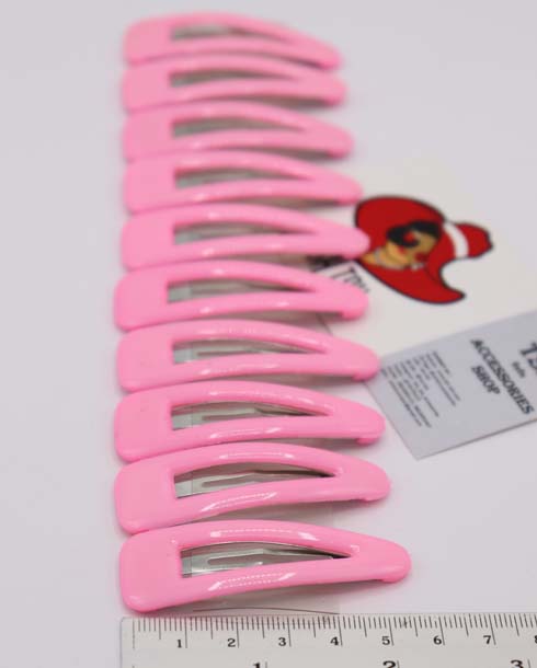 6 cm. Plastic Snap Hair Clip 10 pieces per Panel Baby Pink Color