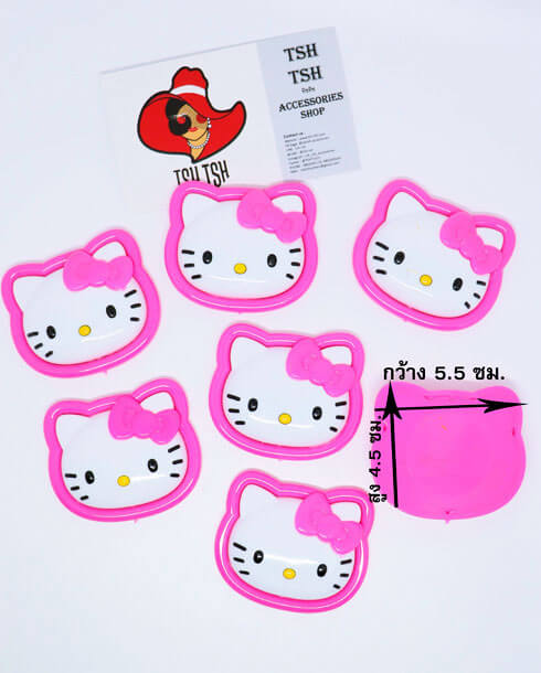 5.5 cm. Plastic Kitty Head Accessories Flat Back Fuchsia Color LKT072