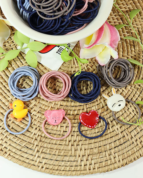 Round Elastic Hair Band 0.2 Soft Tone Mixed Color  Medium Size