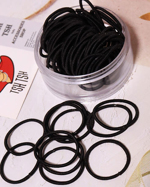 Round Elastic Hair Band 0.2 Black  Color Medium Size