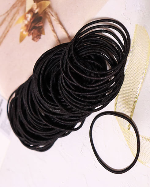 Round Elastic Hair Band 0.2 Black  Color Large Size