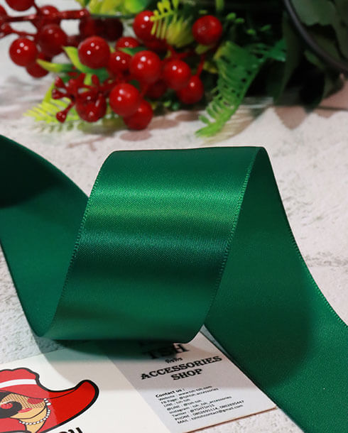 1.5 Inch Silk Ribbon 50 Yards Dark Green Color 109#