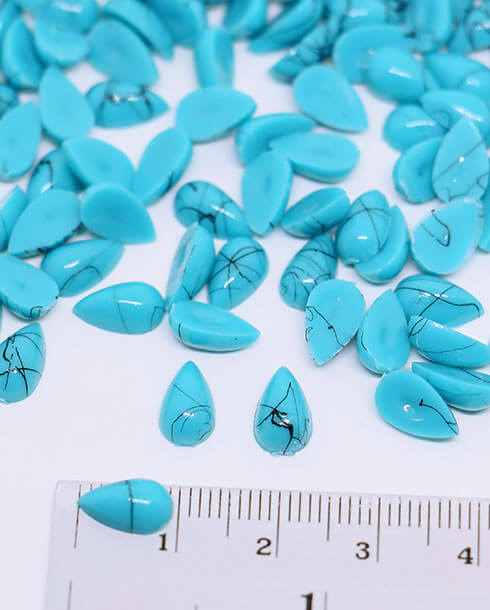 9 mm. Rain Drop Shape Pearl Flat Back  Blue Color