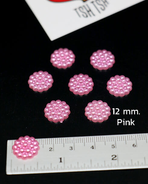 12 mm. Flower Shape Half Round Pearl Pink Color