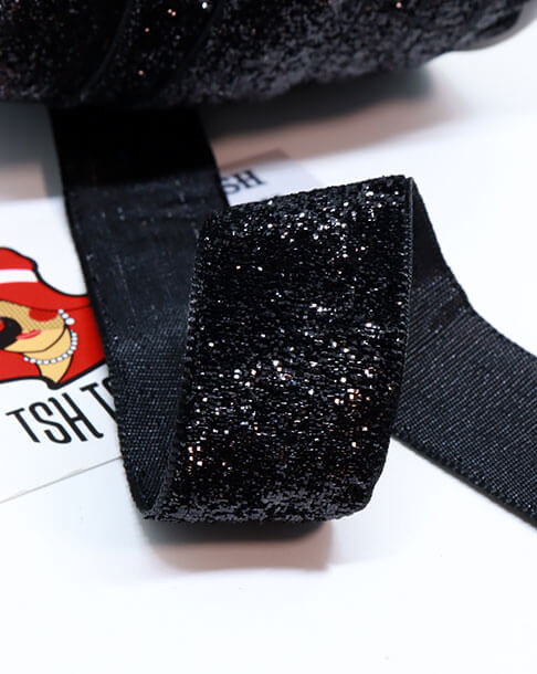 1 Inch Glitter Velvet Ribbon Black Color