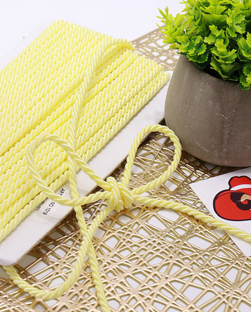 Twisted cord 4 mm. / 18 Yards Pastel Yellow Color