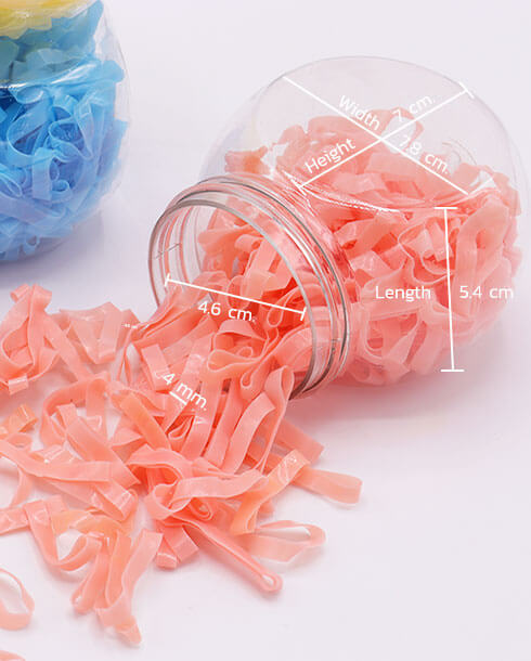 Elastic Rubble Band Large Size Pastel Peach Color Contained in Plastic Bottle