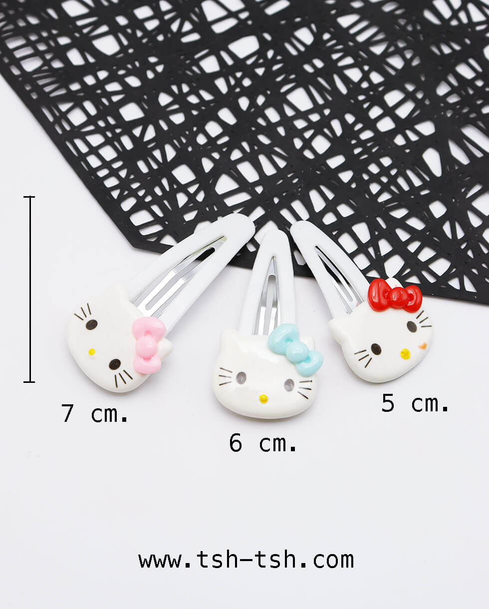 7 cm. Plastic Snap Barrette Hair Clip Bow Shape White Color