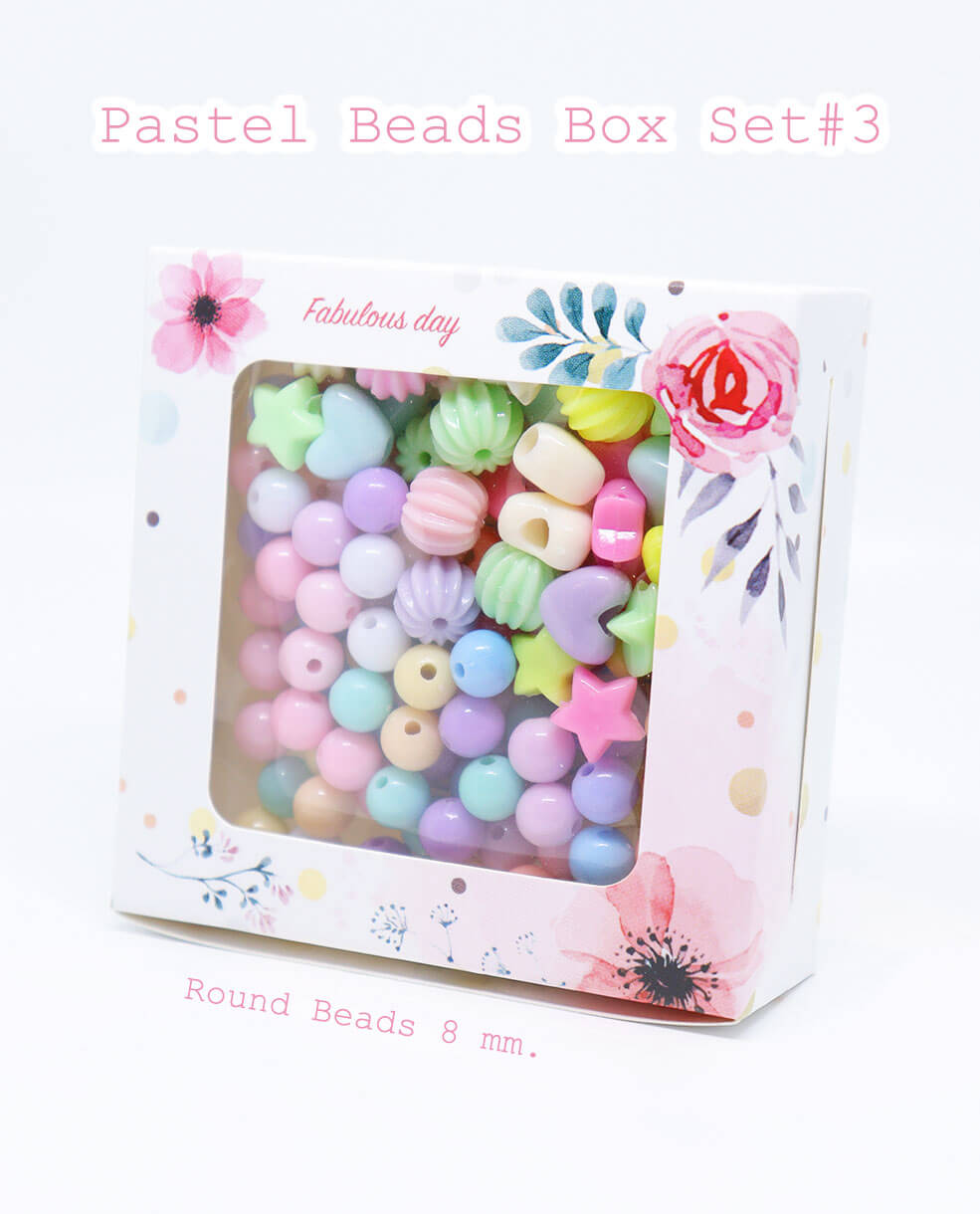 Easy Pastel Beads Box Set Mixed 8 mm. Round
