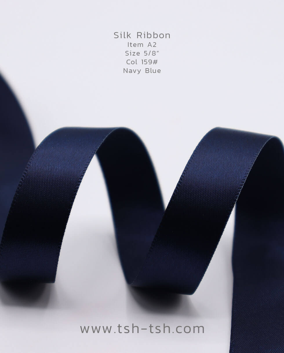 5/8 Inches (15 mm.) Silk Ribbon Navy Blue Color