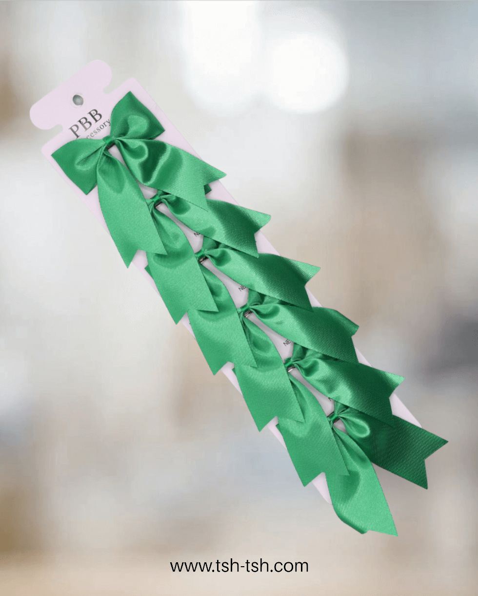 School Uniform Hair Bow Green Color