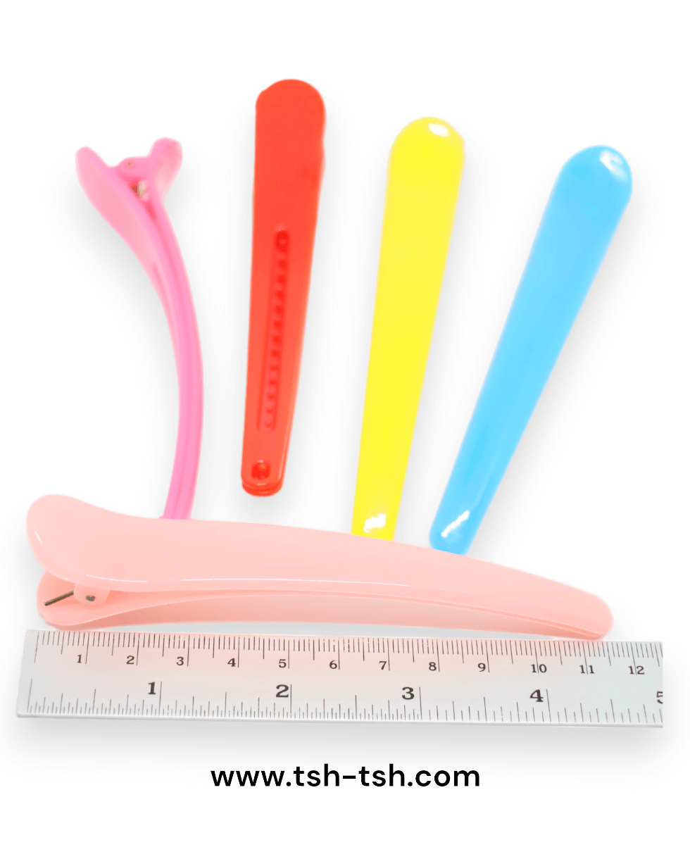 12 cm. Plastic Coated Salon Hair Clip Assorted Colors