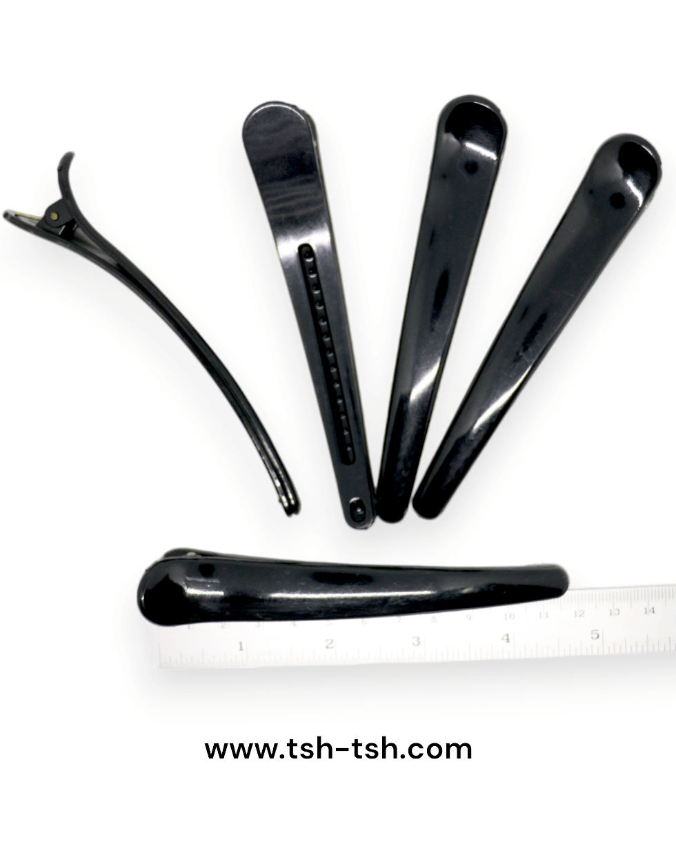 12 cm. Plastic Coated Salon Hair Clip Black Colors