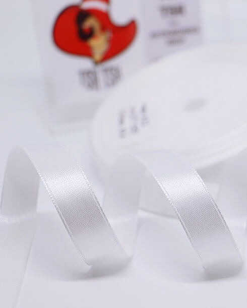 13 mm. Single-Faced Satin Ribbon 50 Yards White Color 01#