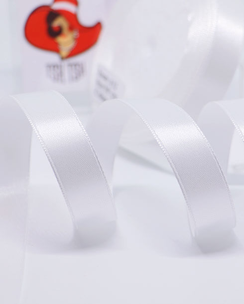 15 mm. Single-Faced Satin Ribbon 50 Yards White Color 01#