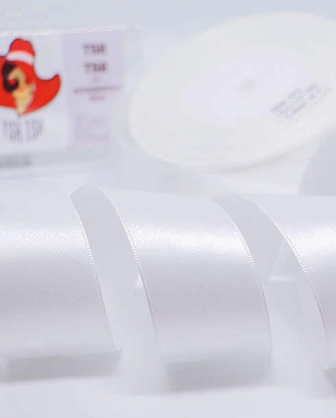 1.5 Inch Double-Faced Satin Ribbon 50 Yards  White Color 01#