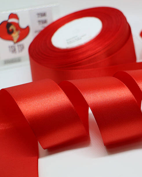 1.5 Inch Double-Faced Satin Ribbon 50 Yards  Chili Red Color 26#