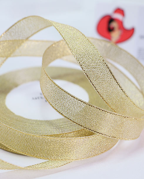 15 mm. Mettalic Ribbon 50 Yards Gold Color #42CB