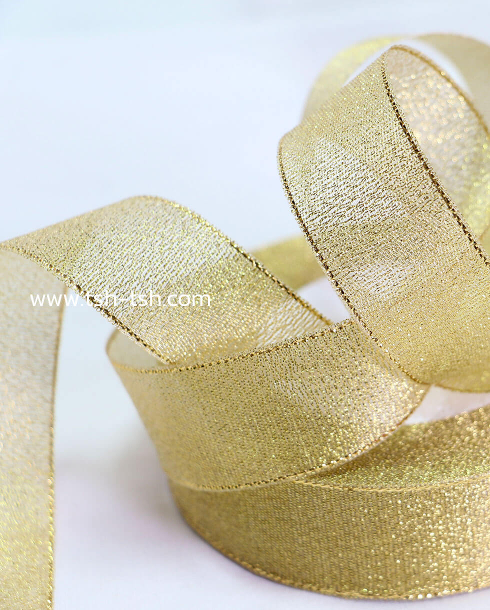 1 Inch Gold Glitter Ribbons Metallic Ribbons