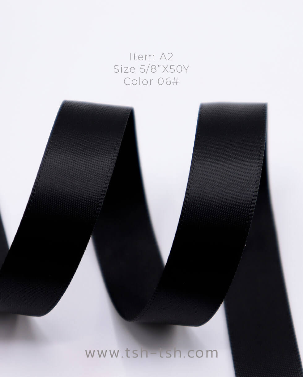 5/8 Inches (15 mm.) Silk Ribbon Black Color