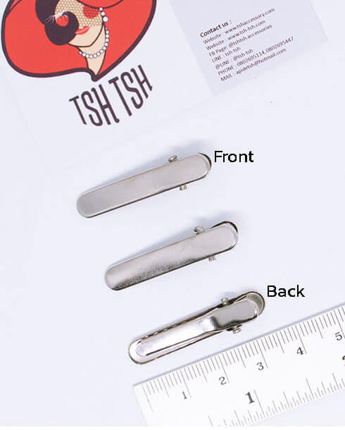 Capsule Shape Alligator Hair Clip 3.5 cm. Silver Color