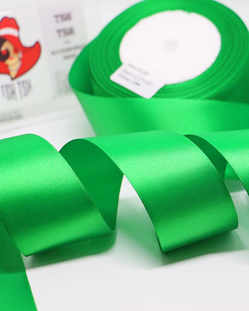 1.5 Inches Satin Ribbon Double Face 25 Yards Dark Green Color No.19#
