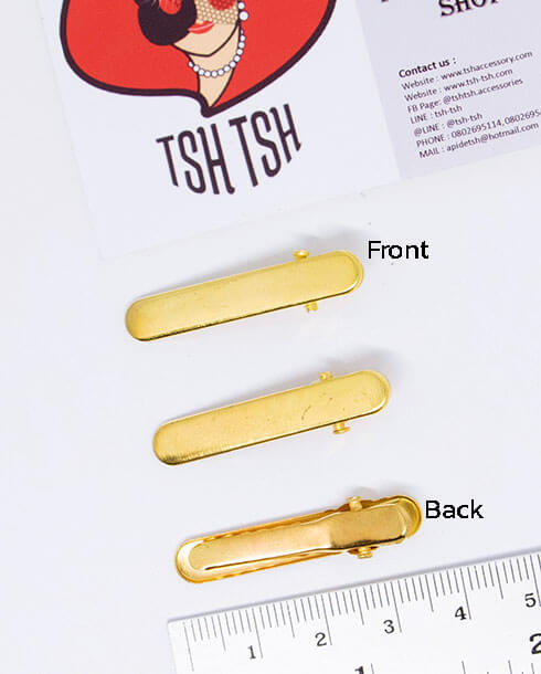 Capsule Shape Alligator Hair Clip 3.5 cm. Gold Color