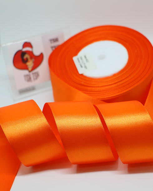 1.5 Inches Satin Ribbon Single-face 50 Yards Orange Color No.144#